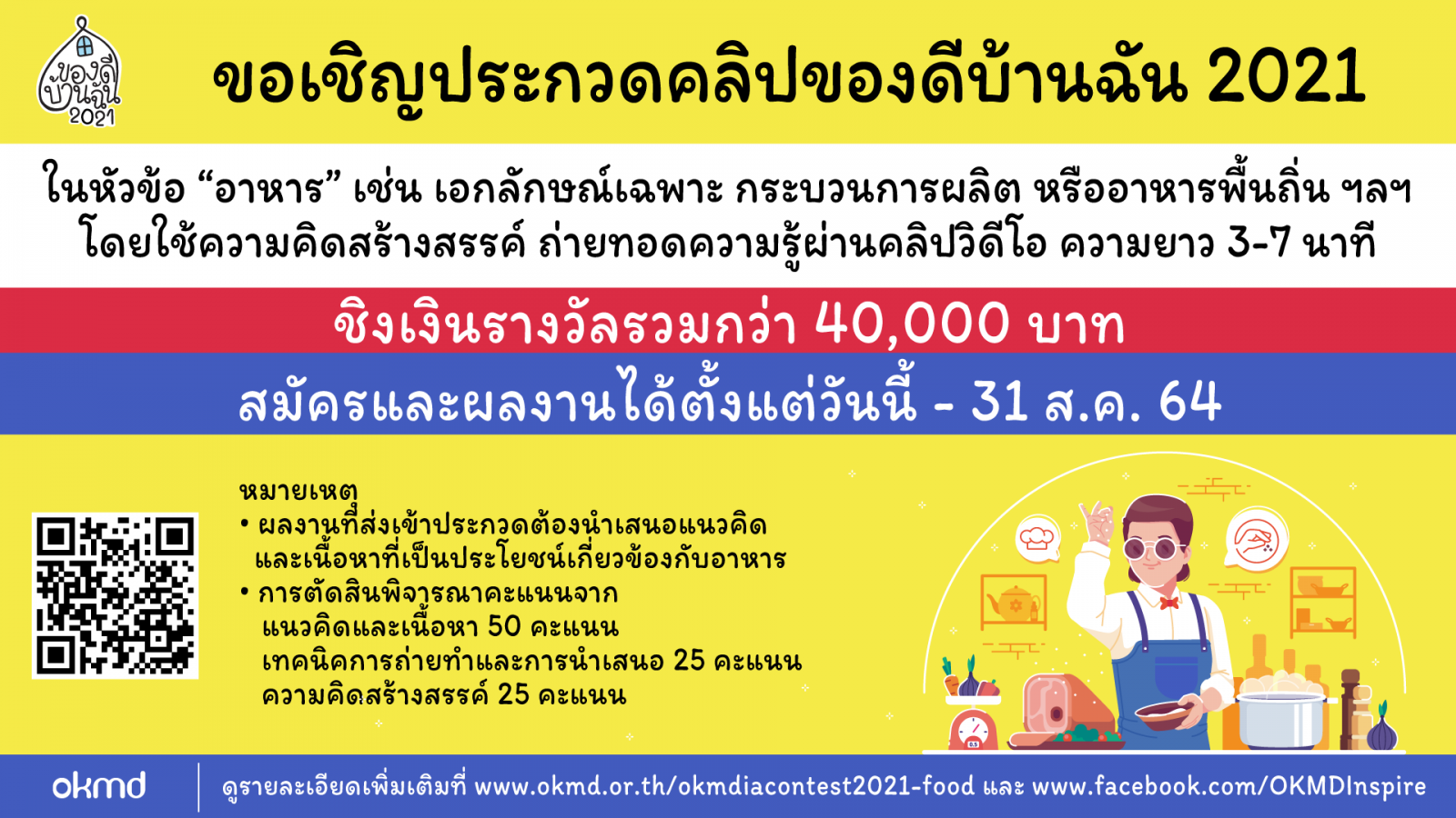 โครงการประกวดคลิปวิดีโอ “ของดีบ้านฉัน 2021” ในหัวข้อ "อาหาร"