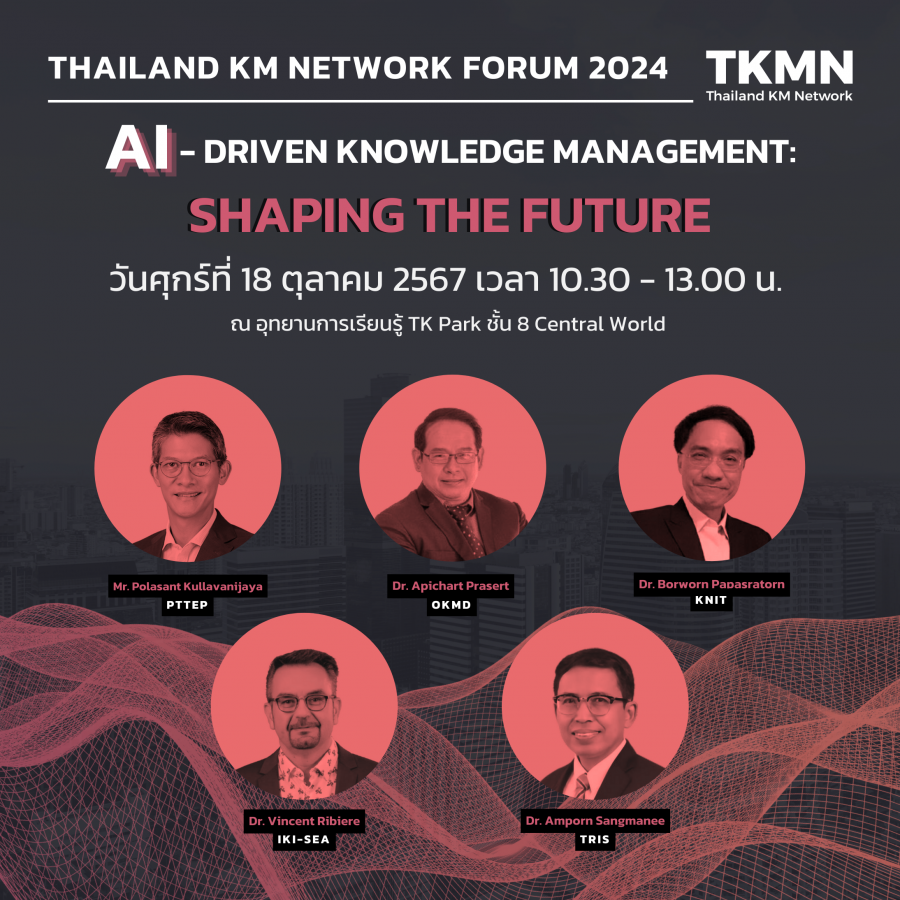 งานสัมมนา “การจัดการความรู้ยุคใหม่ด้วยเทคโนโลยีปัญญาประดิษฐ์: ก้าวสู่อนาคต” (AI-Driven Knowledge Management: Shaping the Future) 